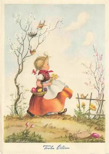 AK / Ansichtskarte Ostern Easter Paques Pasqua-- Maedchen Voegel 