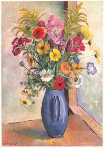 AK / Ansichtskarte SIEGFRIED Arne Zuerich Kuenstlerkarte Blumen in Blauen Krug Zuerich Schweiz 