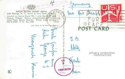AK / Ansichtskarte Lake George New York USA Green Haven Resort Motel Pool
