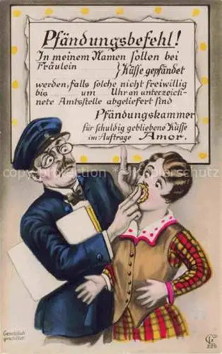 AK / Ansichtskarte Foto GLCo Nr. 225 Pfaendungsbefehl Maedchen Postbote 