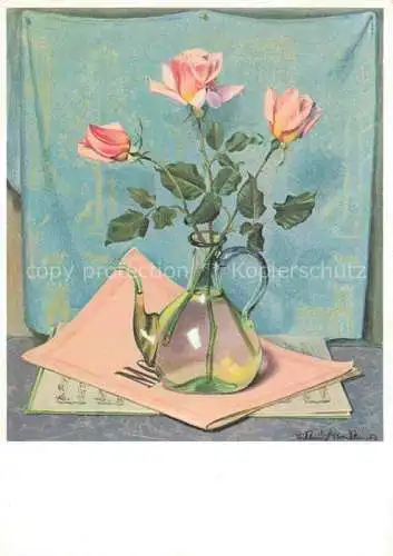 AK / Ansichtskarte STOECKLIN Niklaus Riehen Kuenstlerkarte Rosen Vase  Riehen Schweiz