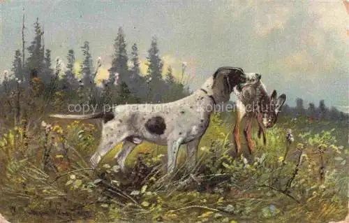 AK / Ansichtskarte Jagd Chasse Hunting Hund Hase