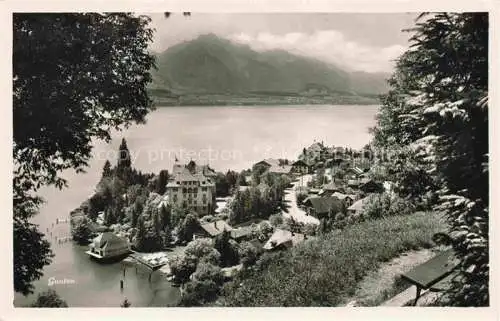 AK / Ansichtskarte Gunten Thunersee BE Panorama Blick ueber den Thunersee Alpen