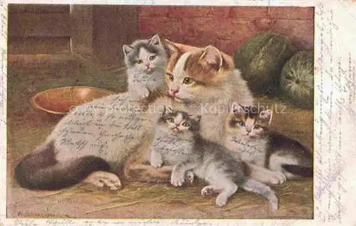AK / Ansichtskarte KATZEN Cats Chats Gatos Gatti-- Babys Mutter