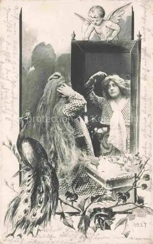 AK / Ansichtskarte SCOLIK Fec. Ch. Wien Kuenstlerkarte Nr. 1027 Frau Spiegel engel
