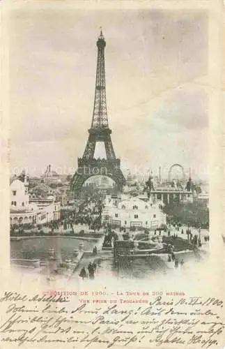 AK / Ansichtskarte Exposition Paris 1900 Exposition Universelle La Tour de 300 Meters Vue Prise du Trocadero