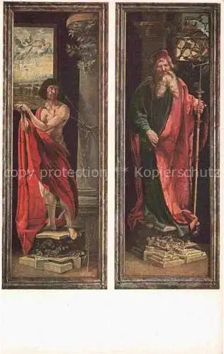 AK / Ansichtskarte GRueNEWALD Matthias Nithart Kuenstlerkarte Isenheimer Altar Der heilige Sebastian Der heilige Antonius 