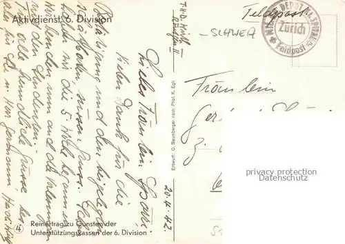 AK / Ansichtskarte Militaria Schweiz Aktivdienst 6. Division 