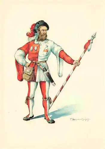 AK / Ansichtskarte BOSCOVITS Fritz (1871-1965) Kuenstlerkarte Schweiz 16 Jahrh. Laeufer von Solothurn