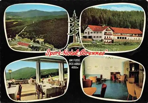 AK / Ansichtskarte Brennes Bayerisch Eisenstein Panorama Sport Hotel Brennes Terrasse Gastraum