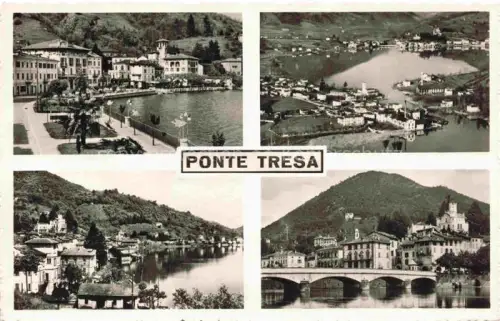 AK / Ansichtskarte Ponte-Tresa Lago di Lugano TI Teilansichten Uferpromenade Luganersee Bruecke Luftaufnahme