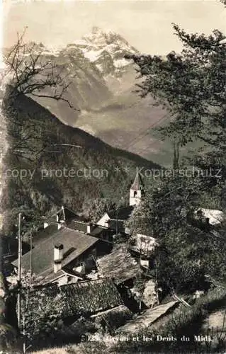 AK / Ansichtskarte Gryon AIGLE VD Dorfansicht mit Blick gegen Dents du Midi