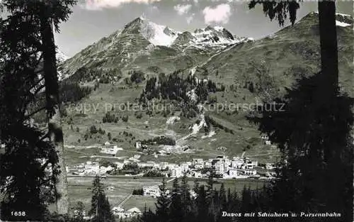 AK / Ansichtskarte DAVOS GR Panorama Blick gegen Schiahorn und Parsennbahn Buendner Alpen