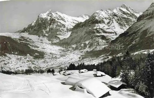 AK / Ansichtskarte Grindelwald BE Winterpanorama mit Wetterhorn Berner Alpen Maennlichen-Abfahrt