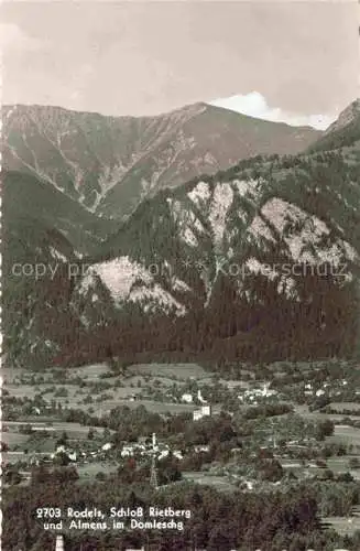 AK / Ansichtskarte Rodels Hinterrhein GR Panorama Schloss Rietberg und Almens im Domleschg