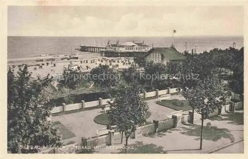 AK / Ansichtskarte AHLBECK HERINGSDORF Insel Usedom Ostseebad Strand mit Seebruecke