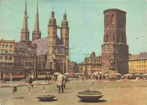 AK / Ansichtskarte Halle Saale Marktplatz Marktkirche Roter Turm Haendel-Denkmal