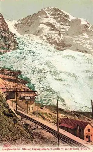 AK / Ansichtskarte Jungfraubahn BE Station Eigergletscher mit Moench