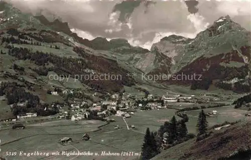 AK / Ansichtskarte Engelberg  OW mit Rigidalstoecke und Hahnen Fliegeraufnahme