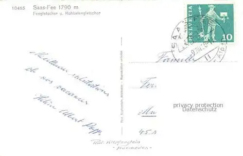 AK / Ansichtskarte Saas-Fee VISP VS Feegletscher und Hohblengletscher