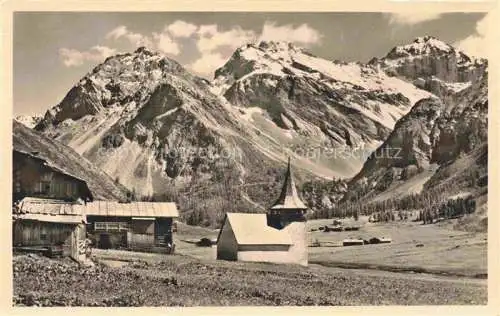 AK / Ansichtskarte DAVOS GR Sertigkirchlein mit Mittagshorn Plattenfluh und Hochducan