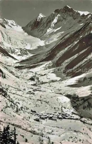 AK / Ansichtskarte Kippel Loetschental Raron VS mit Langgletscher Sattelhorn und Schienhorn