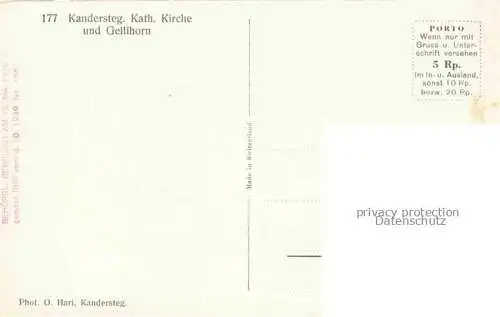 AK / Ansichtskarte Kandersteg Adelboden BE Kath Kirche und Gellihorn