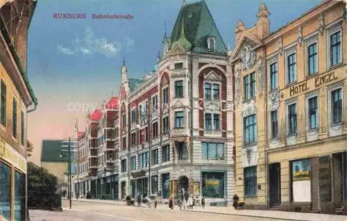 AK / Ansichtskarte Rumburg Rumburk CZ Bahnhofstrasse Hotel Engel