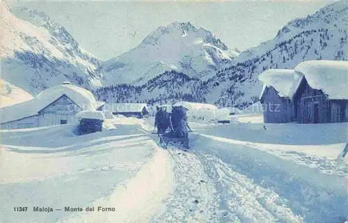 AK / Ansichtskarte Maloja GR Monte del Forno Pferdeschlitten Winterpanorama Alpen