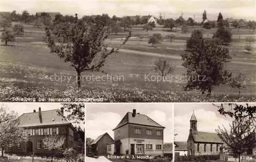 AK / Ansichtskarte Schielberg Marxzell Karlsruhe BW Panorama Schule Baeckerei Kirche