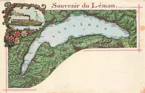 AK / Ansichtskarte Lac Leman Genfersee GE Fahrgastschiff uebersichtskarte