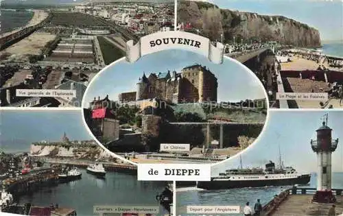 AK / Ansichtskarte DIEPPE 76 Seine-Maritime Vue generale Le Chateau La Plage et les Falaises Courriers Dieppe Newhaven Depart pour l'Angleterre