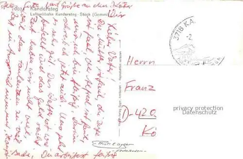 AK / Ansichtskarte Kandersteg Adelboden BE Luftseilbahn Kandersteg Stock Gemmi