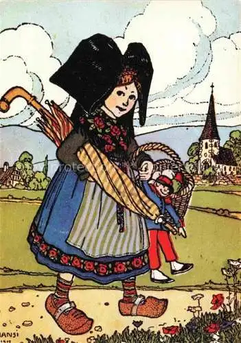 AK / Ansichtskarte HANSI  Waltz J J (1873-1951) Kuenstlerkarte Alsace Elsass Alsase Colmar Trachten