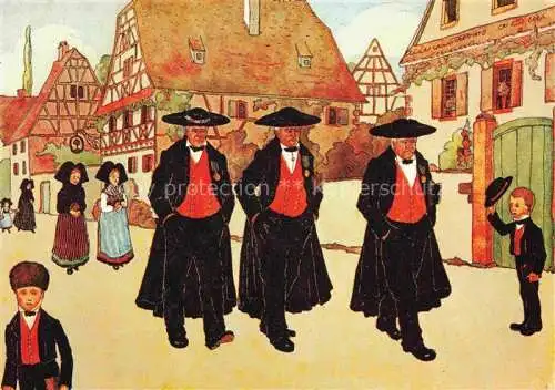 AK / Ansichtskarte HANSI  Waltz J J (1873-1951) Kuenstlerkarte Alsace Elsass Quand Anciens promenent Colmar Alsace