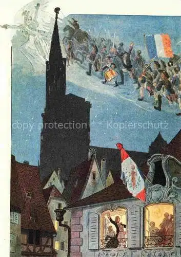 AK / Ansichtskarte HANSI  Waltz J J (1873-1951) Kuenstlerkarte Alsace Elsass Rouget Isle pour la premiere fois Maire Strasbourg