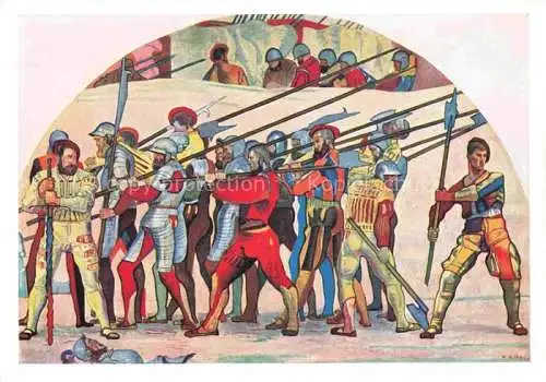 AK / Ansichtskarte HODLER Ferdinand (1853-1918) Kuenstlerkarte Rueckzug von Marignano