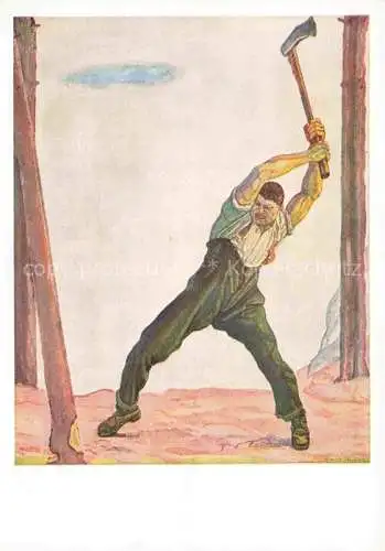 AK / Ansichtskarte HODLER Ferdinand (1853-1918) Kuenstlerkarte Der Holzfaeller