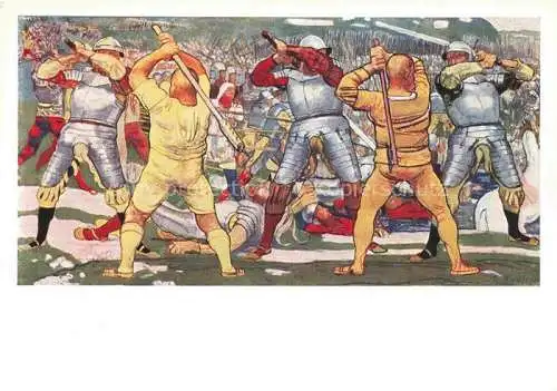 AK / Ansichtskarte HODLER Ferdinand (1853-1918) Kuenstlerkarte Die Schlacht bei Naefels