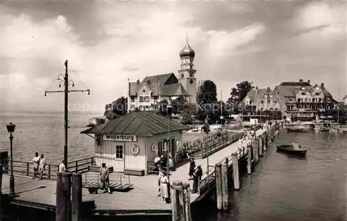 AK / Ansichtskarte Wasserburg am Bodensee Bayern Landesteg Kirche Hotel Restaurant