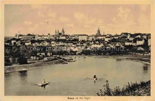 AK / Ansichtskarte Saaz Zatec Aussig CZ Panorama Partie am Eger