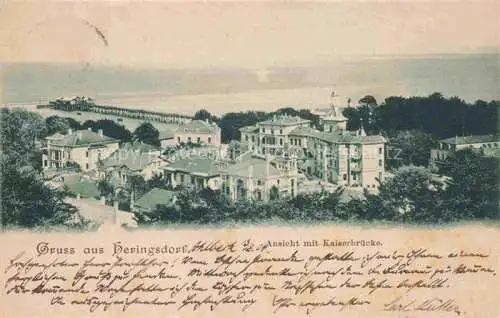 AK / Ansichtskarte HERINGSDORF  Ostseebad Usedom Ansicht mit Kaiserbruecke