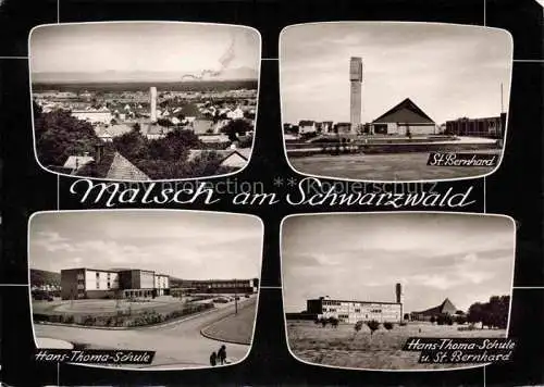 AK / Ansichtskarte Malsch Ettlingen Karlsruhe BW Panorama St. Bernhard-Kirche Hans-Thoma-Schule Bromsilber