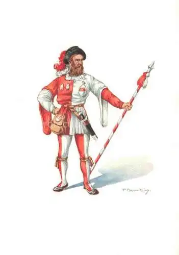 AK / Ansichtskarte BOSCOVITS Fritz (1871-1965) Kuenstlerkarte Schweiz Standeslaeufer Solothurn Kostuem XVI Jahrh.