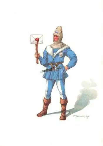 AK / Ansichtskarte BOSCOVITS Fritz (1871-1965) Kuenstlerkarte Schweiz Standeslaeufer von Zug Kostuem XV Jahrh. 