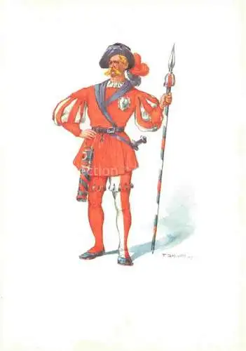 AK / Ansichtskarte BOSCOVITS Fritz (1871-1965) Kuenstlerkarte Schweiz Standeslaeufer von Glarus Kostuem XVI Jahrh.