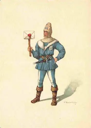 AK / Ansichtskarte BOSCOVITS Fritz (1871-1965) Kuenstlerkarte Schweiz Standeslaeufer von Zug Kostuem XV Jahrh. 
