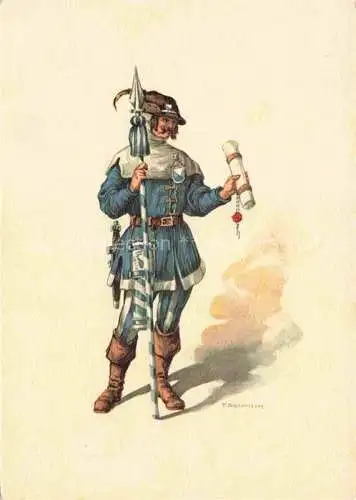 AK / Ansichtskarte BOSCOVITS Fritz (1871-1965) Kuenstlerkarte Schweiz Standeslaeufer von Zuerich Kostuem XV Jahrh.