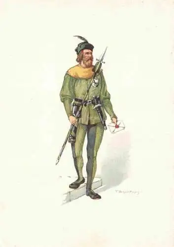 AK / Ansichtskarte BOSCOVITS Fritz (1871-1965) Kuenstlerkarte Schweiz Standeslaeufer von Schaffhausen Kostuem XV Jahrh.