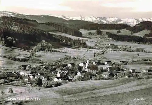 AK / Ansichtskarte Gruenenbach Allgaeu Lindau Bayern Panorama Blick zu den Alpen